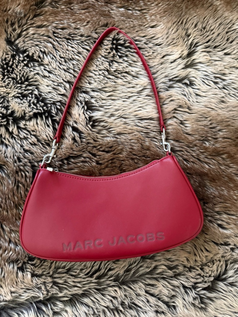 Marc Jacobs Red Shoulder Bag with Embossed Logo